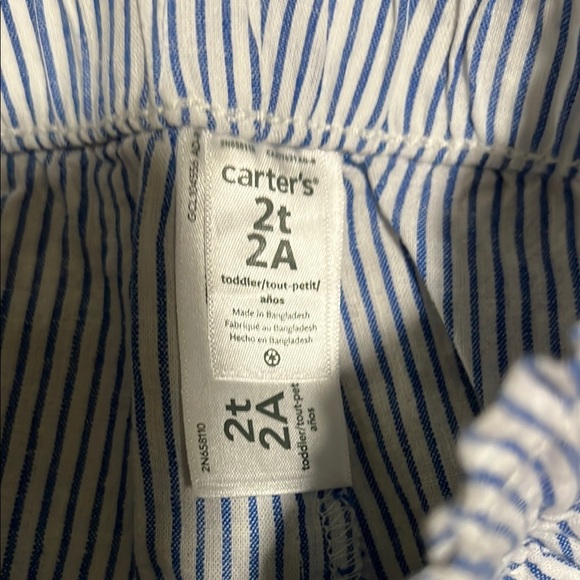 Carter’s Girls Blue and White Striped Shorts - Picture 2 of 3